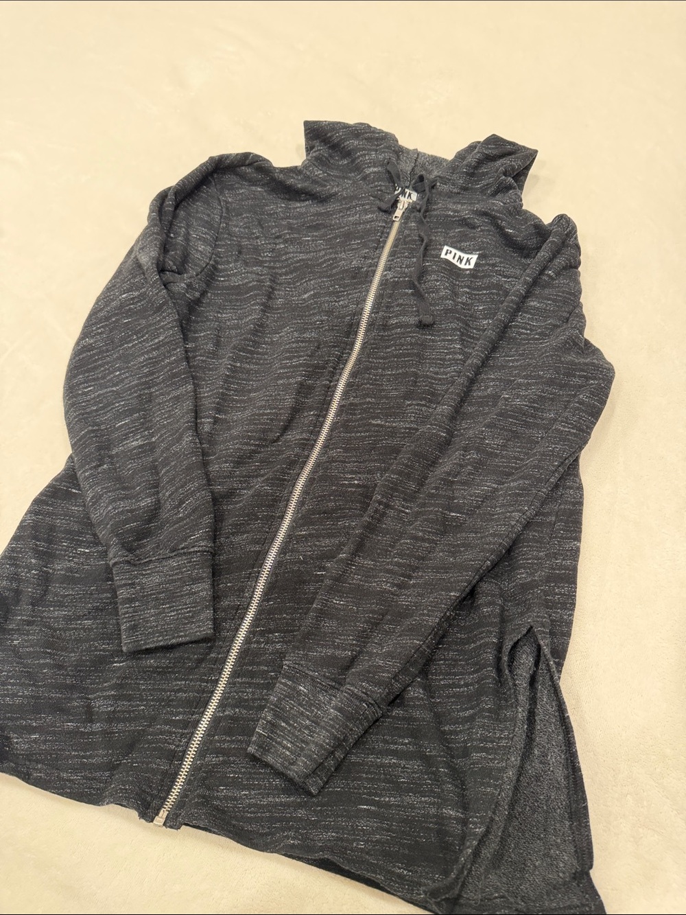 PINK Victoria's Secret Men's Charcoal Marled Zip-Up Hoodie